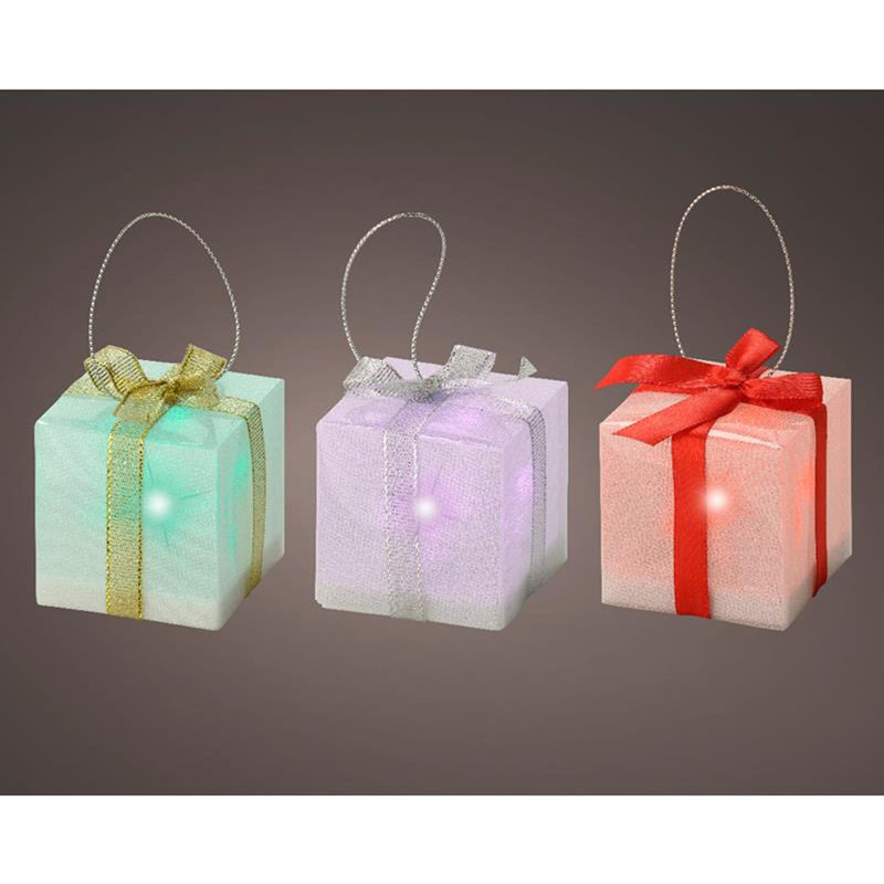 ギャラリービューアに画像をロードする, Lumineo kersthanger cadeau met 1 led lamp multikleur effect op batterij
