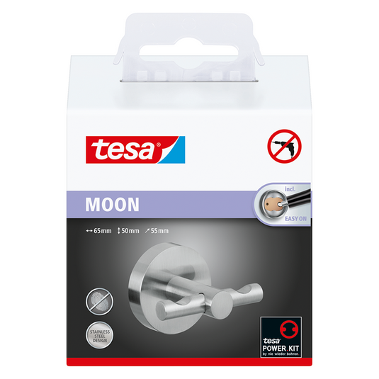 Tesa haak moon waterdicht roestvrijstalen look badkamer keuken zonder boren – 53x65x50mm