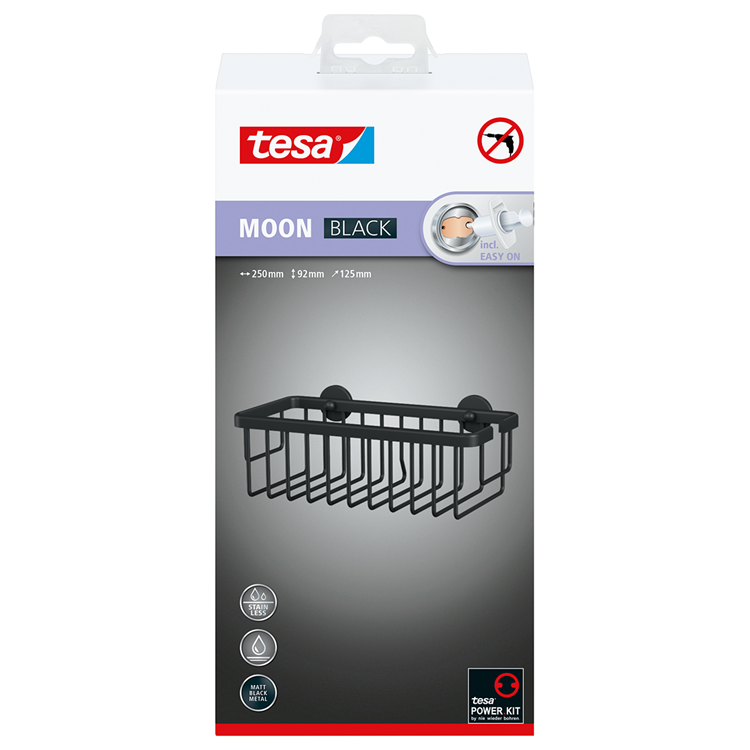 Afbeelding laden in galerijviewer, Tesa 1072286 - moon black doucherek enkel zwart | 1 stuks
