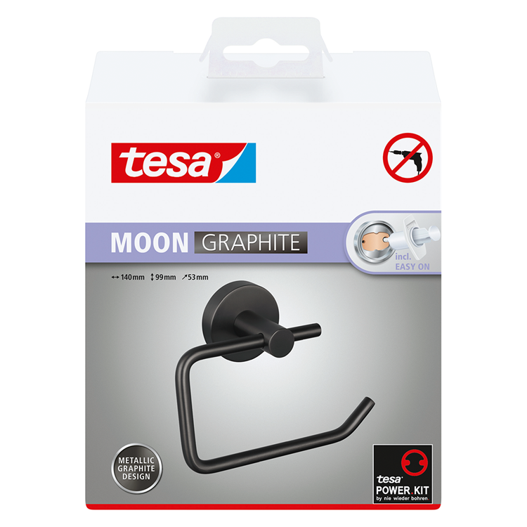 Afbeelding laden in galerijviewer, Tesa 1072304 - moon grafiet toiletrolhouder zonder deksel | 2 stuks
