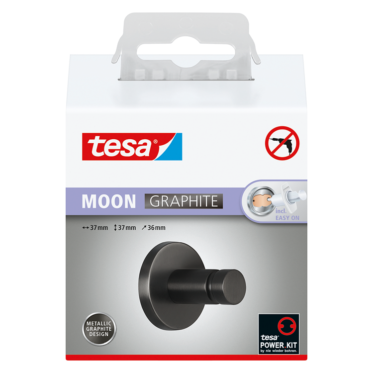 Afbeelding laden in galerijviewer, Tesa 1072307 - moon grafiet handdoekhaak | 2 stuks
