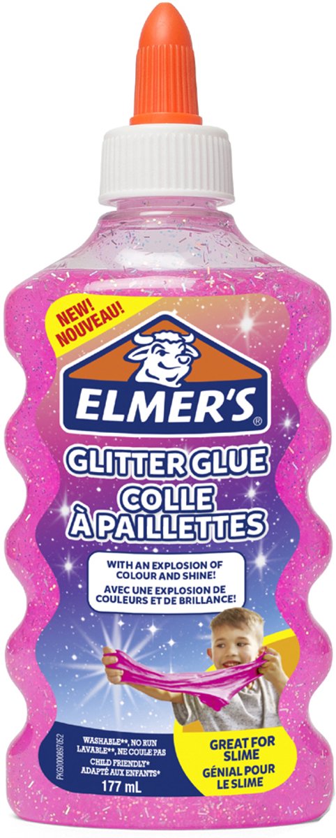 Elmer's pva glitterlijm | blauw | 177 ml | uitwasbaar en kindvriendelijk | geweldig voor het maken van slijm en om te knutselen