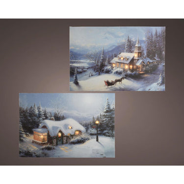Lumineo kerst canvas led batterijverlichting 1,5x38x28cm warm wit 2 assorti