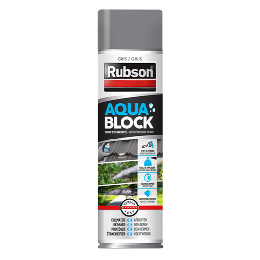 Rubson anti - infiltratie spray 300ml grijs | coating isolatie spray grijs | overschilderbaar repair coating spray | universele toepassing | vloeibaar rubber seal | rubber spray rubber coating.