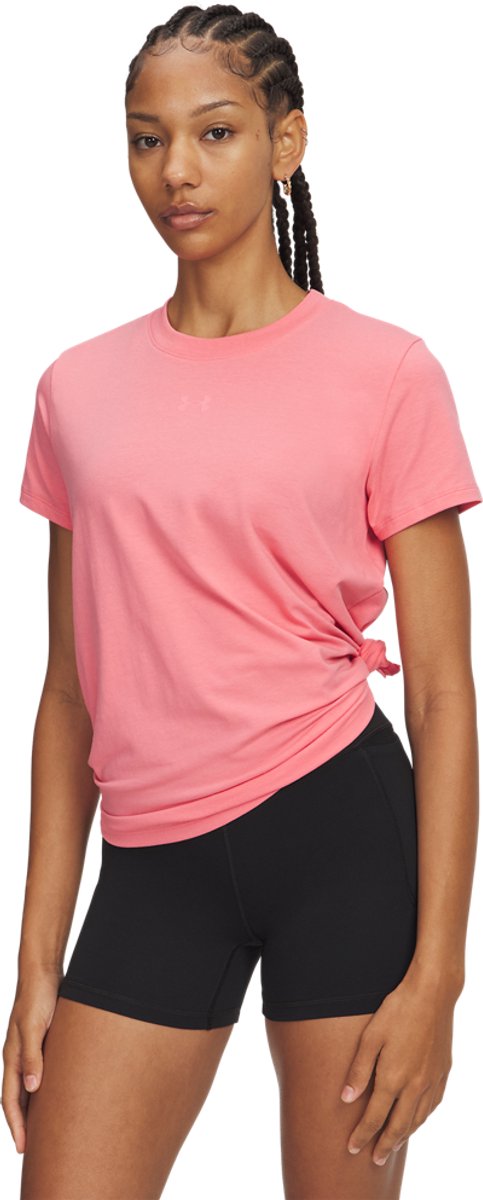 Under armour ua rival core ss-pnk dames sportshirt - bittersweet roze - bittersweet roze