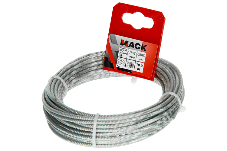 Afbeelding laden in galerijviewer, Mack 1015195 - staalkabel pvc mantel 6x7 10m 2-3mm wll 45 kg din en12385-4 | 5 stuks
