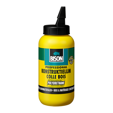 Bison konstruktielijm flacon 750 g, watervaste, houtkonstruktlielijm, bruist licht, overschilderbaar, binnen en buiten, d4, sterker dan hout, waterbestendig