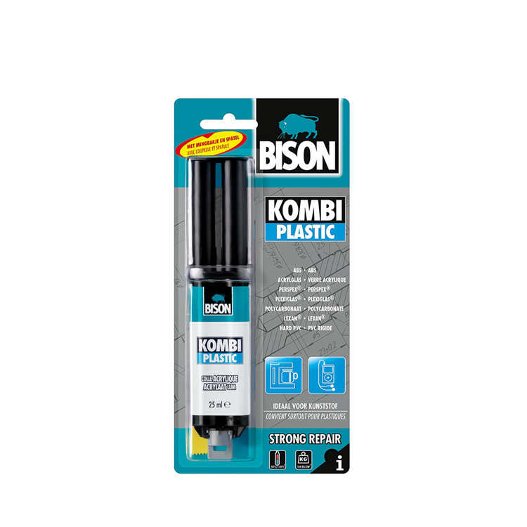 Afbeelding laden in galerijviewer, Bison kombi plastic blister 25 ml, super sterk, vullend, 2-componentenlijm, inclusief mengbankje en mengspatel, temperatuurbestendig van - 40°c tot + 120°c
