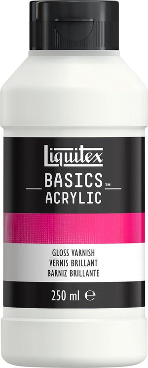 Liquitex 8870304 basics gloss varnish 250 ml – glanzende acrylvernis, transparante bescherming - glans vernis
