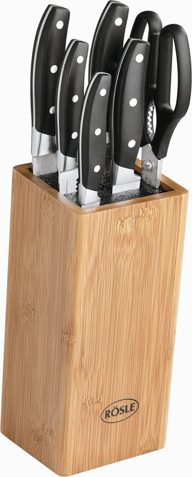 Rösle messenblok, 5 messen, 1 schaar, bamboe - | cuisine