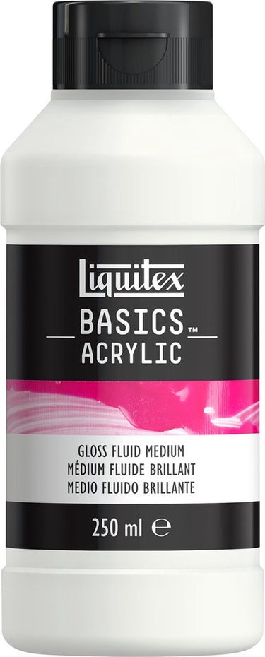 Liquitex 8870302 basics gloss fluid medium 250 ml – vloeibaar acrylmedium, glanzend transparant