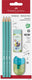 Faber-castell schoolset - grafiet potloden 1111 - hb - gum + puntenslijper - fc-111181