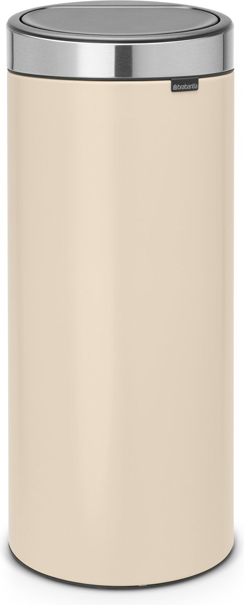 Brabantia touch bin prullenbak - 30 liter - soft beige matt steel fpp deksel