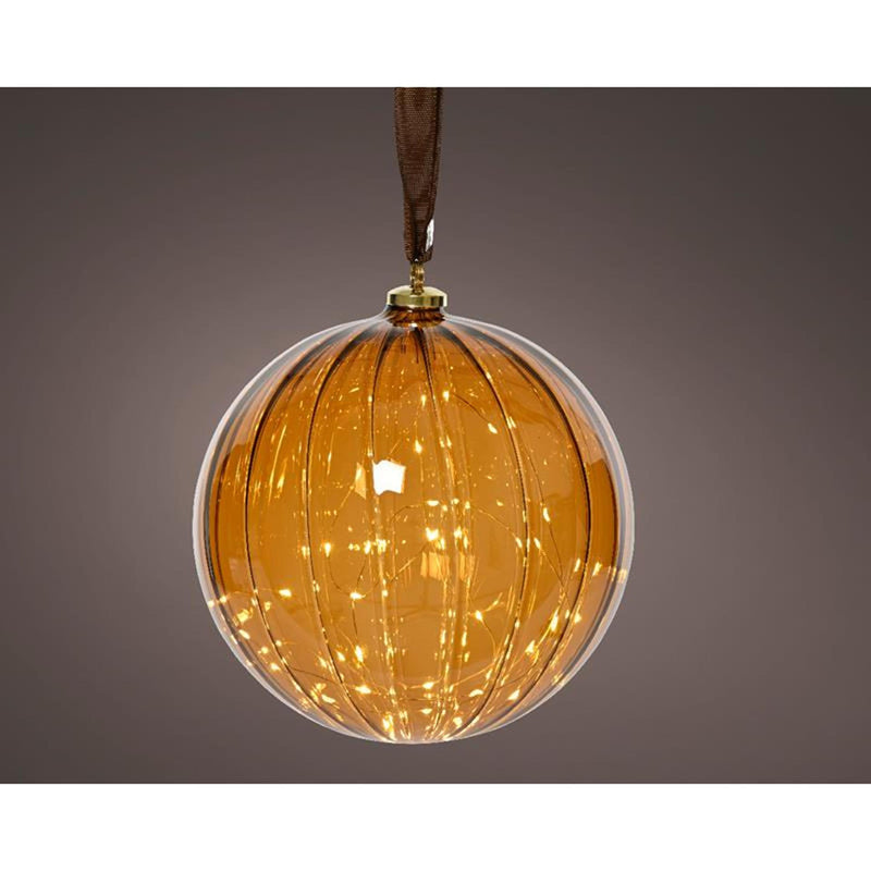 Cargue la imagen en el visor de la galería, Lumineo bal micro led 30 lamps op batterij met timer amber glas dia14cm<br>
