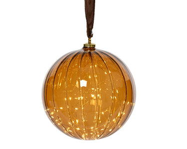 Lumineo bal micro led 30 lamps op batterij met timer amber glas dia14cm<br>