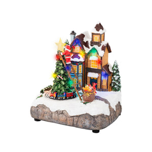 Lumineo kerstscene kerstboom versieren led polyresin 16x19x22cm
