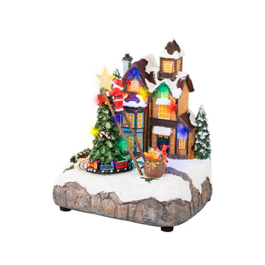 Lumineo kerstscene kerstboom versieren led polyresin 16x19x22cm