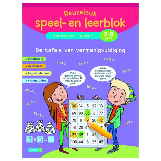 Deltas reuzeleuk speel- en leerblok de tafels van vermenigvuldiging