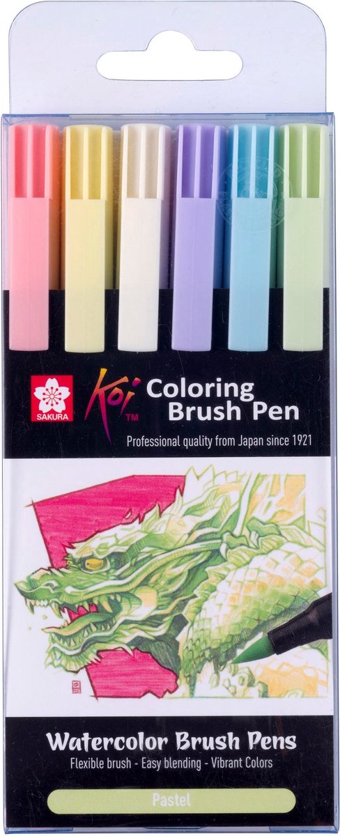 Afbeelding laden in galerijviewer, Sakura koi colouring brush pen set pastel, 6 kleuren
