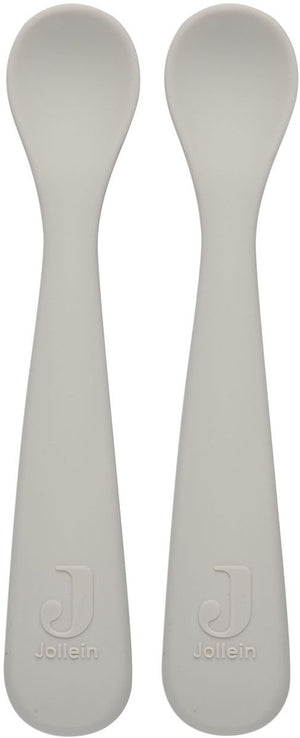 Jollein - lepeltje (nougat) - siliconen - baby lepel, baby servies - 2 stuks - 6-18 maanden