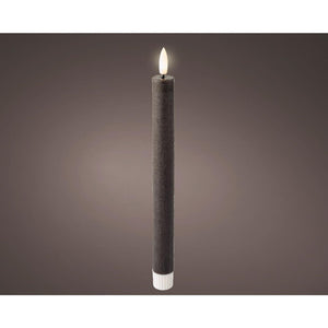 Lumineo led dinerkaarsset wax grijs 2-delig ø2,2xh24,5cm warm wit