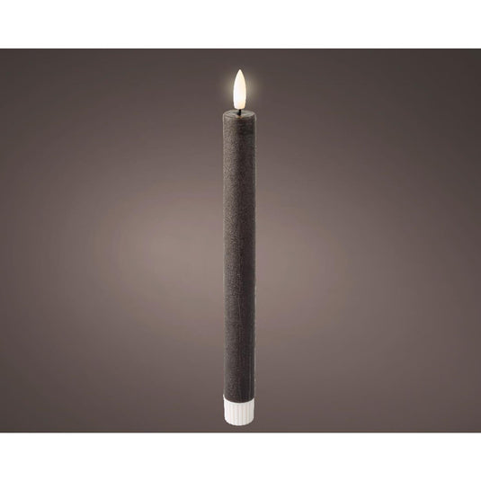 Lumineo led dinerkaarsset wax grijs 2-delig ø2,2xh24,5cm warm wit