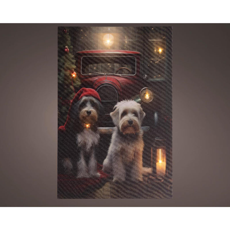 Chargez l'image dans la visionneuse de la galerie, Lumineo kerst canvas honden led 1,5x38x58cm warm wit
