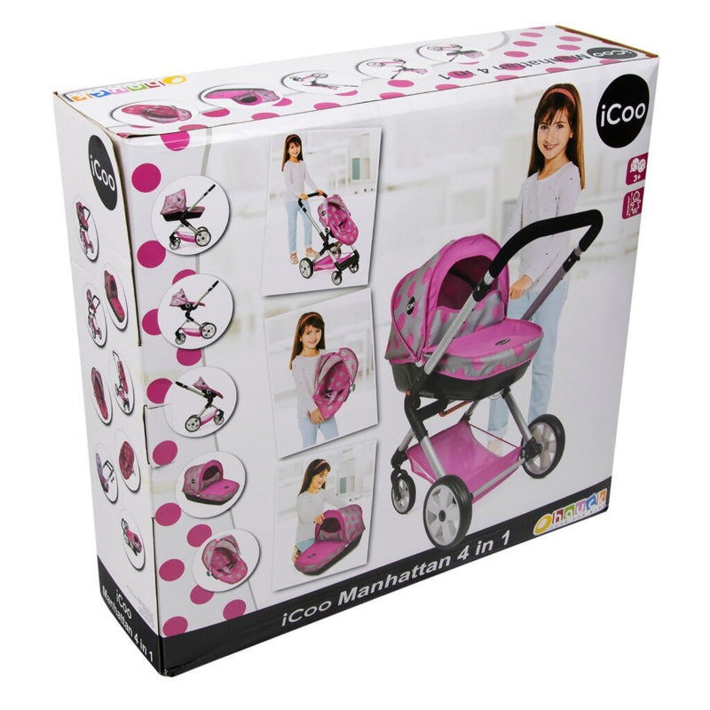 Load image into Gallery viewer, Basic icoo 4in1 manhatten poppenwandelwagen roze zwart
