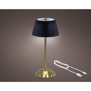 Lumineo tafellamp oplaadbaar met led zwart goud ø15xh30,5cm