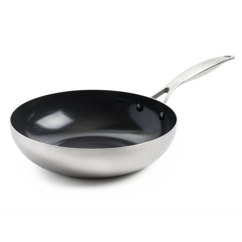 Load image into Gallery viewer, Greenpan geneva wokpan 28 cm rvs zwart
