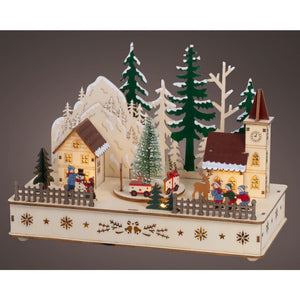 Lumineo kerstscene hout led 14x28x20cm warm wit