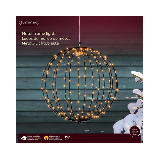 Lumineo lichtbol 192led metaal met timer ø28cm