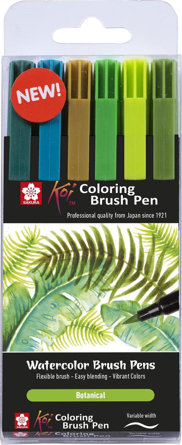 Sakura koi coloring brush pen set botanical | 6 kleuren
