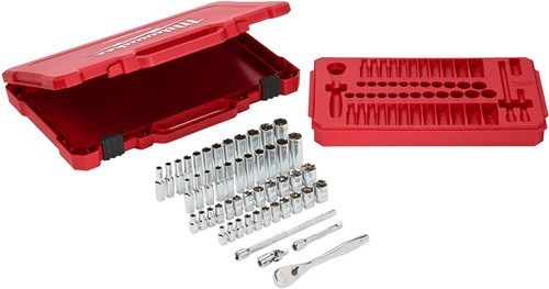 Load image into Gallery viewer, Milwaukee accessoires 1 4” ratel en doppenset | metrisch | 50-delig - 4932464944
