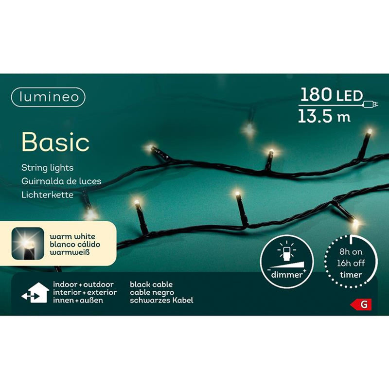 Load image into Gallery viewer, Lumineo kerstverlichting basic warm wit 180led
