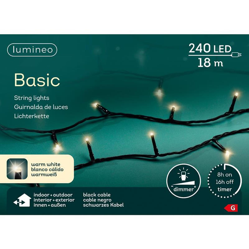 Chargez l'image dans la visionneuse de la galerie, Lumineo led strengverlichting binnen en buiten 18m 240 lampjes warm-wit. met 8 uurs timer en dimfuctie
