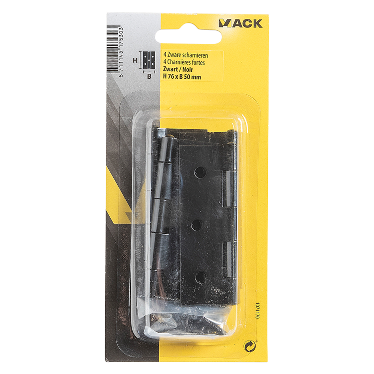 Chargez l'image dans la visionneuse de la galerie, Mack 1071170 - 4 zware scharnieren zwart h 76 x b 50 mm | 5 stuks
