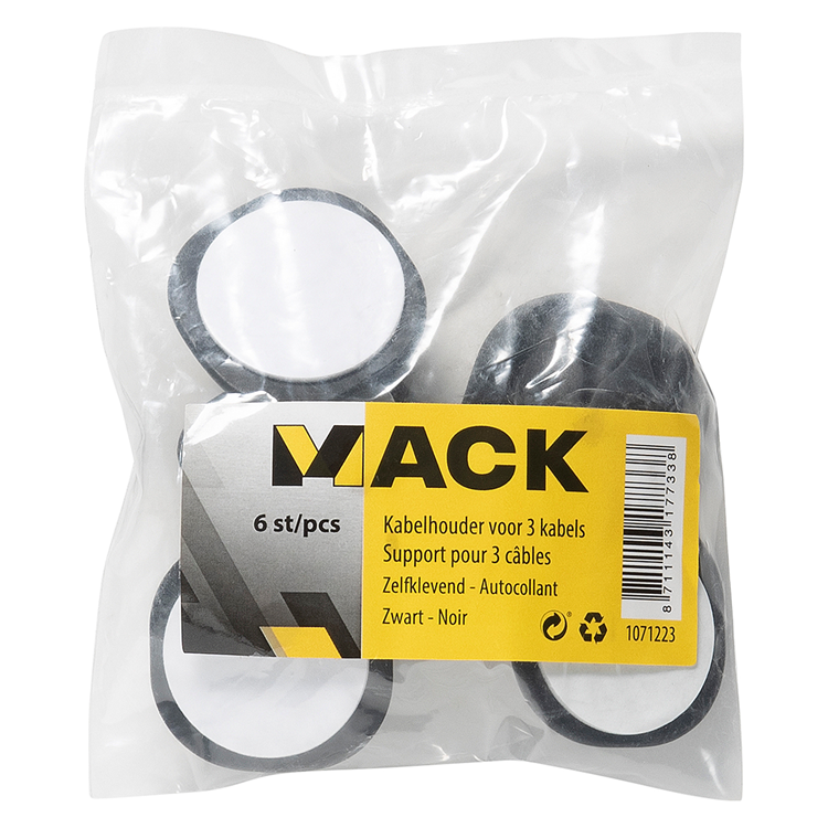 Afbeelding laden in galerijviewer, Mack 1071223 - 6 kabelhouders voor 3 kabels zelfklevend zwart | 6 stuks
