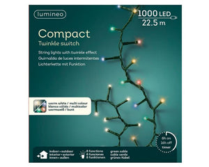 Lumineo led compact lights twinkel 1000l 2250cm colour changing. 8 functie twinkel effect en 8 uur timer