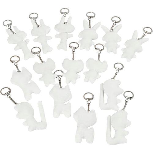 Creativ company figuren van textiel met sleutelhanger, afm 6-10 cm, wit, 15 stuk 1 doos