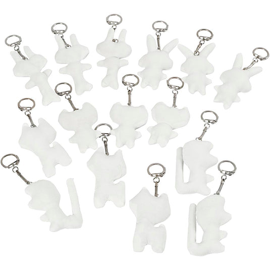 Creativ company figuren van textiel met sleutelhanger, afm 6-10 cm, wit, 15 stuk 1 doos