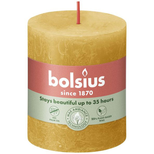 Bolsius Bolsius Stompkaarsen Shine 4 st rustiek 80x68 mm honinggeel