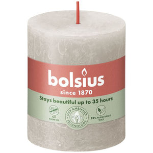 Bolsius rustiek stompkaars sandy grey ø68x80 mm 30 uur (4 stuks)