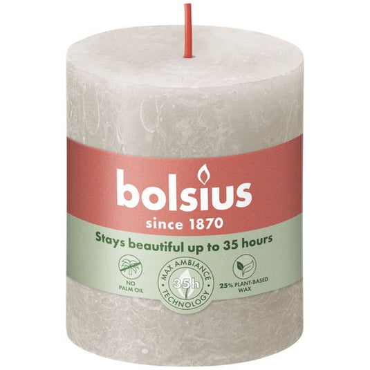 Bolsius Bolsius Stompkaarsen Shine 4 st rustiek 80x68 mm zandgrijs