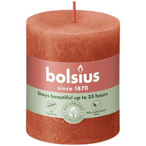 Bolsius rustiek stompkaars earthy orange ø68x80 mm 30 uur (4 stuks)