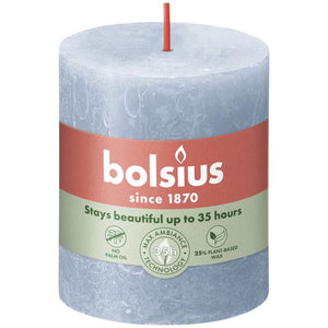 Bolsius rustiek stompkaars sky blue ø68x80 mm 30 uur (4 stuks)
