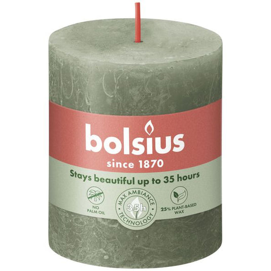 Bolsius rustiek stompkaars 80 68 fresh olive a4