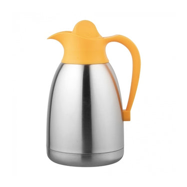 Cater-profi isoleerkan rvs 1,5l met gele schroefdop thermoskan thermosfles