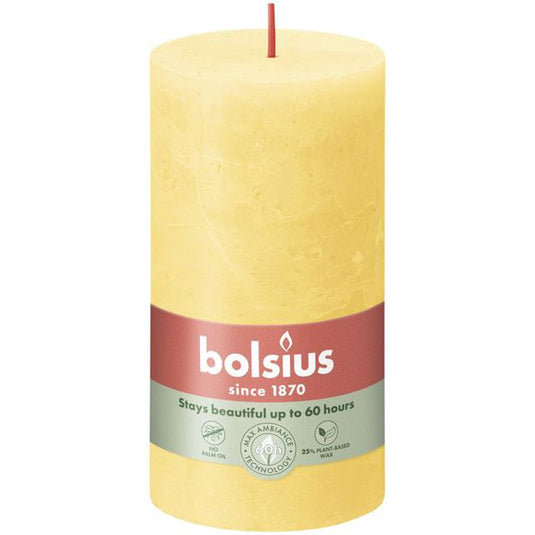 Bolsius rustiek stompkaars sunny yellow ø68x130 mm 60 uur (4 stuks)