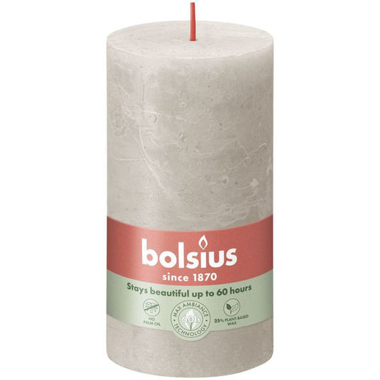 Bolsius rustiek stompkaars sandy grey ø68x130 mm 60 uur (4 stuks)